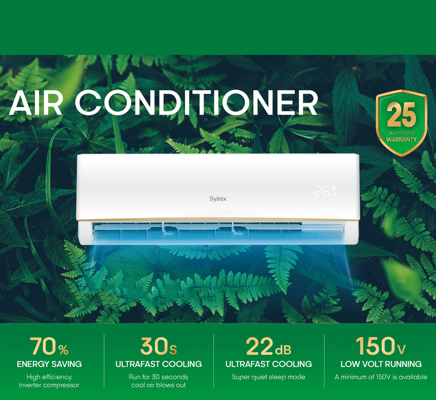 SYINIX 1.5HP SPLIT AIRCONDITIONER R410a