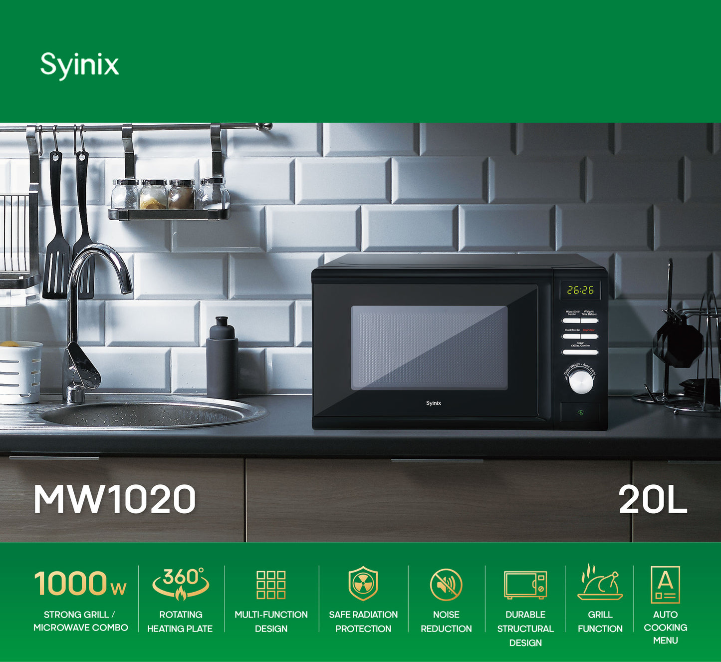 SYINIX COMBO-GRILL MICROWAVE OVEN 2OL DIGITAL